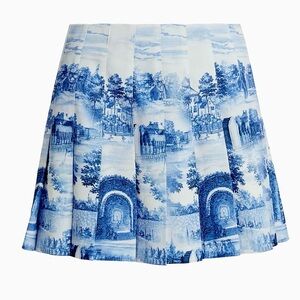 Alice + Olivia Blue Scenic pleated mini Skirt. NWT. Size 12